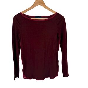 GAP Women's Burgundy Long Sleeve‎ Boat Neck Casual Top XS